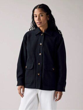 ANIAN Recycled Cotton Cottage Pockets Black Shirt Jacket Coat Sz L